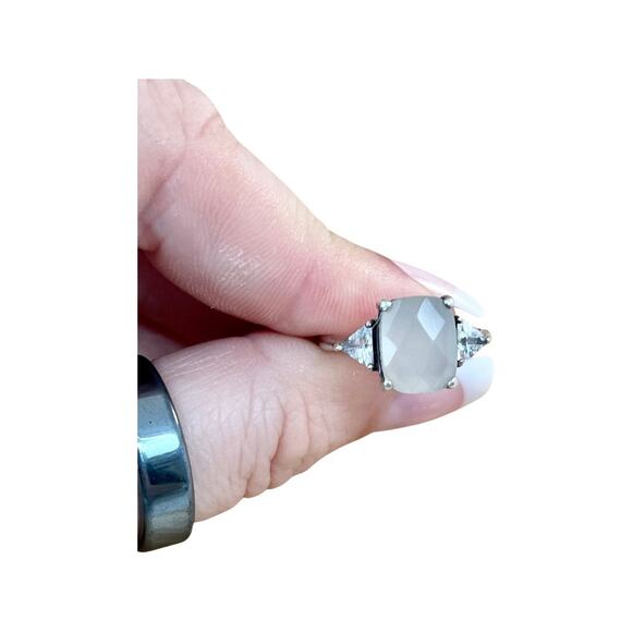 Vintage sterling silver and clear quartz cocktail ring size 7 - Picture 2 of 10